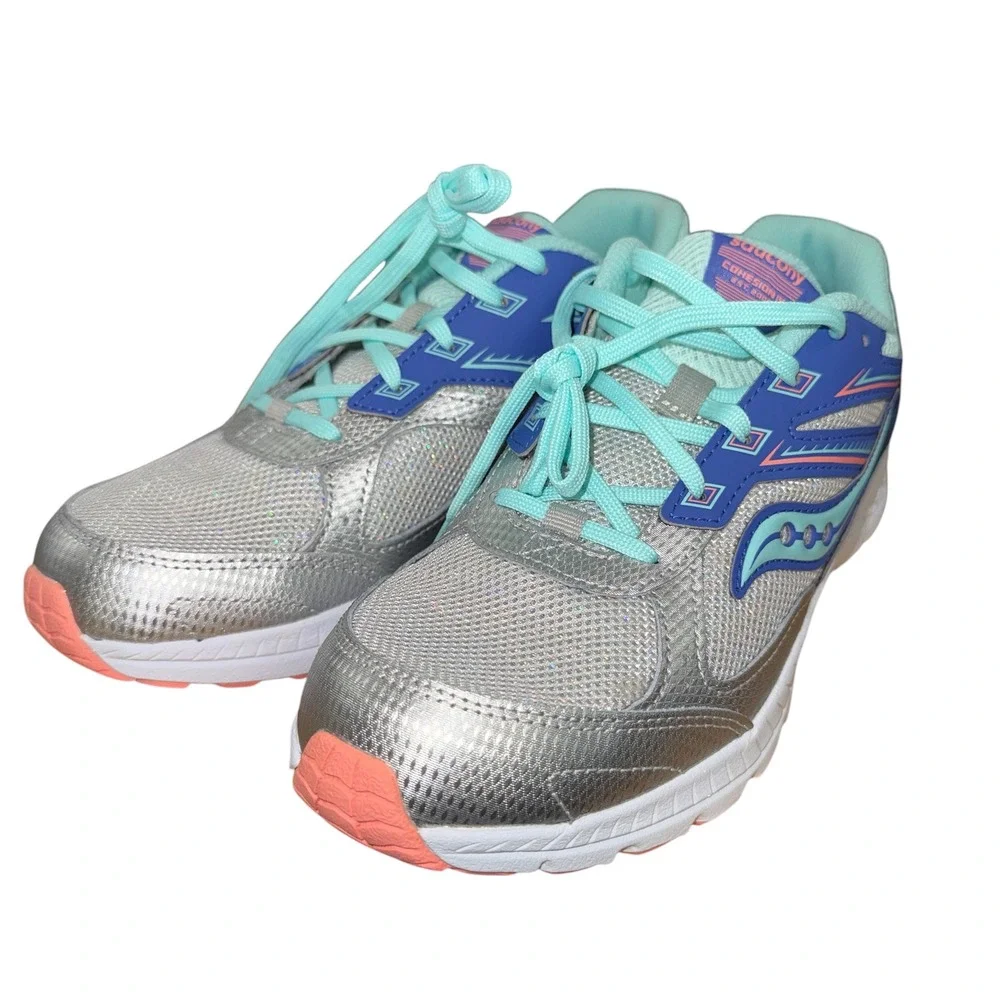 NEW Saucony Cohesion 14 Running Shoes Girls 6M Sneakers Blue Periwinkle SK165555